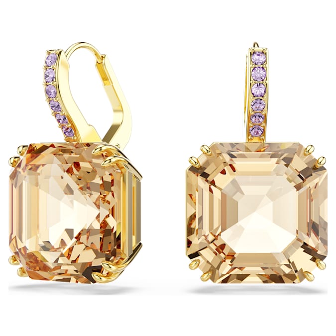 Swarovski Millenia Drop Earrings in Gold Tone/Brown