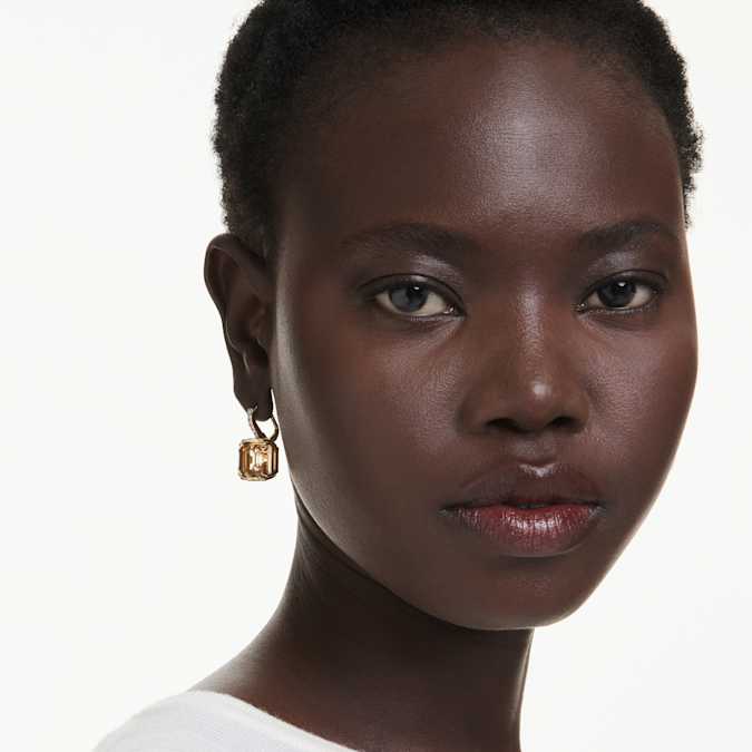 Swarovski Millenia Drop Earrings in Gold Tone/Brown