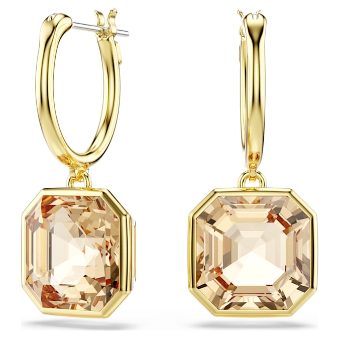 Swarovski Millenia Drop Earrings in Gold Tone/Brown
