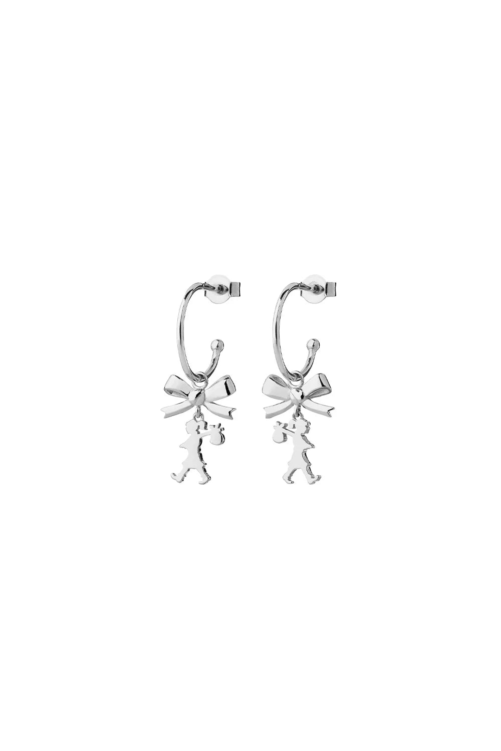 Karen Walker Mini Girl with a Bow Hoops Silver