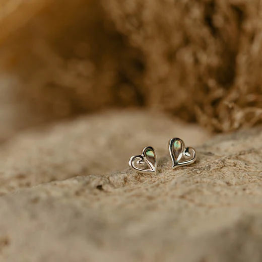 Evolve Mini Pāua Heart Studs (Treasured)