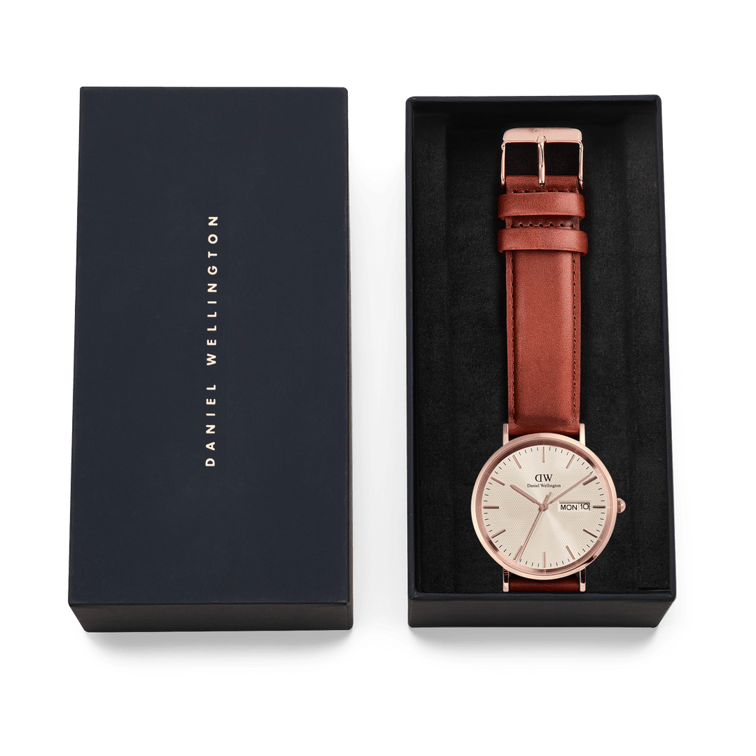 DW Classic Day Display St Mawes Watch in Rose Gold/Champagne