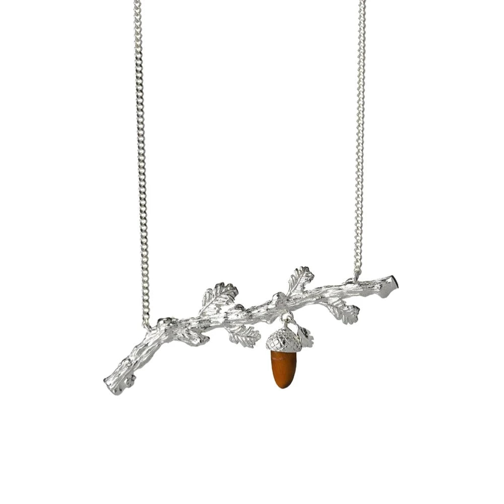 Karen Walker Silver Oak Branch Necklace with Tigers Eye