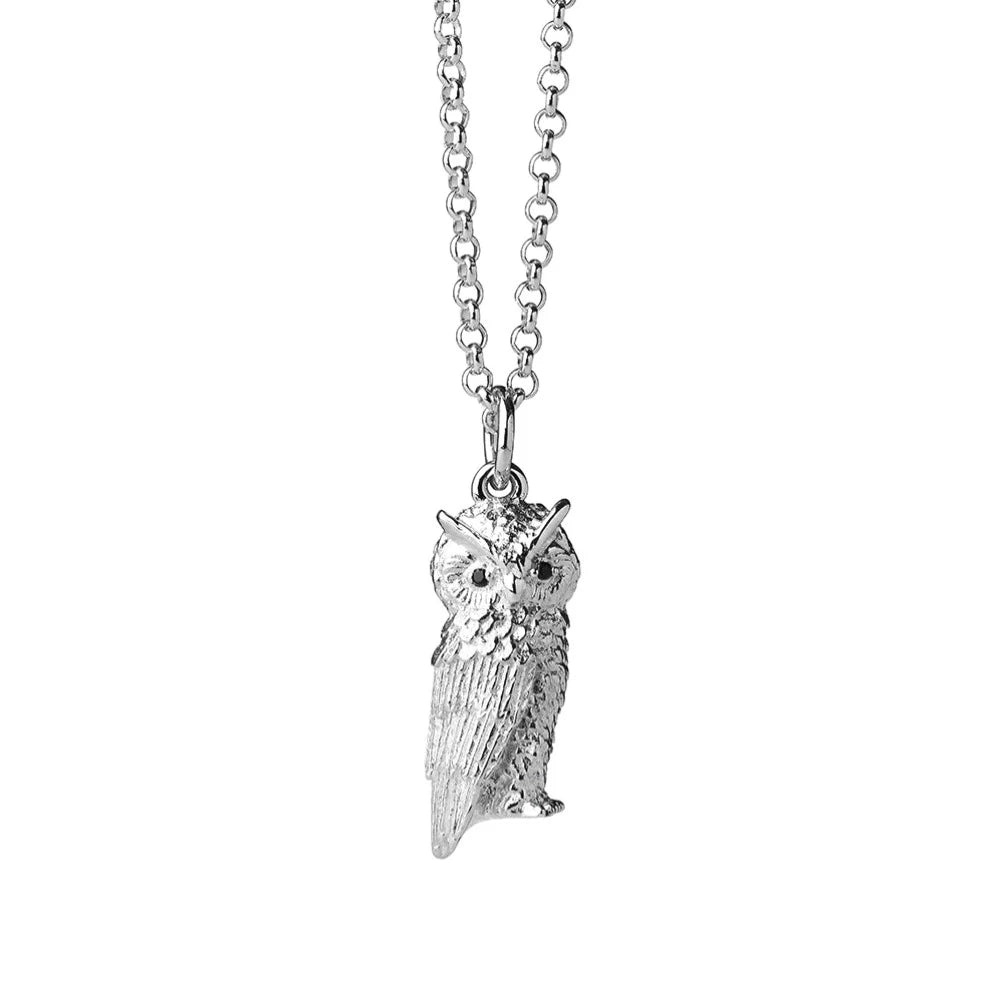 Karen Walker Silver Owl Necklace with Garnet