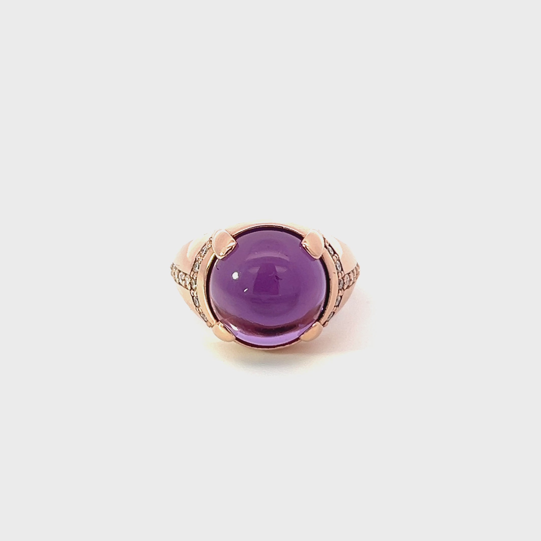 Amethyst Cabochon & Diamond Dome Ring