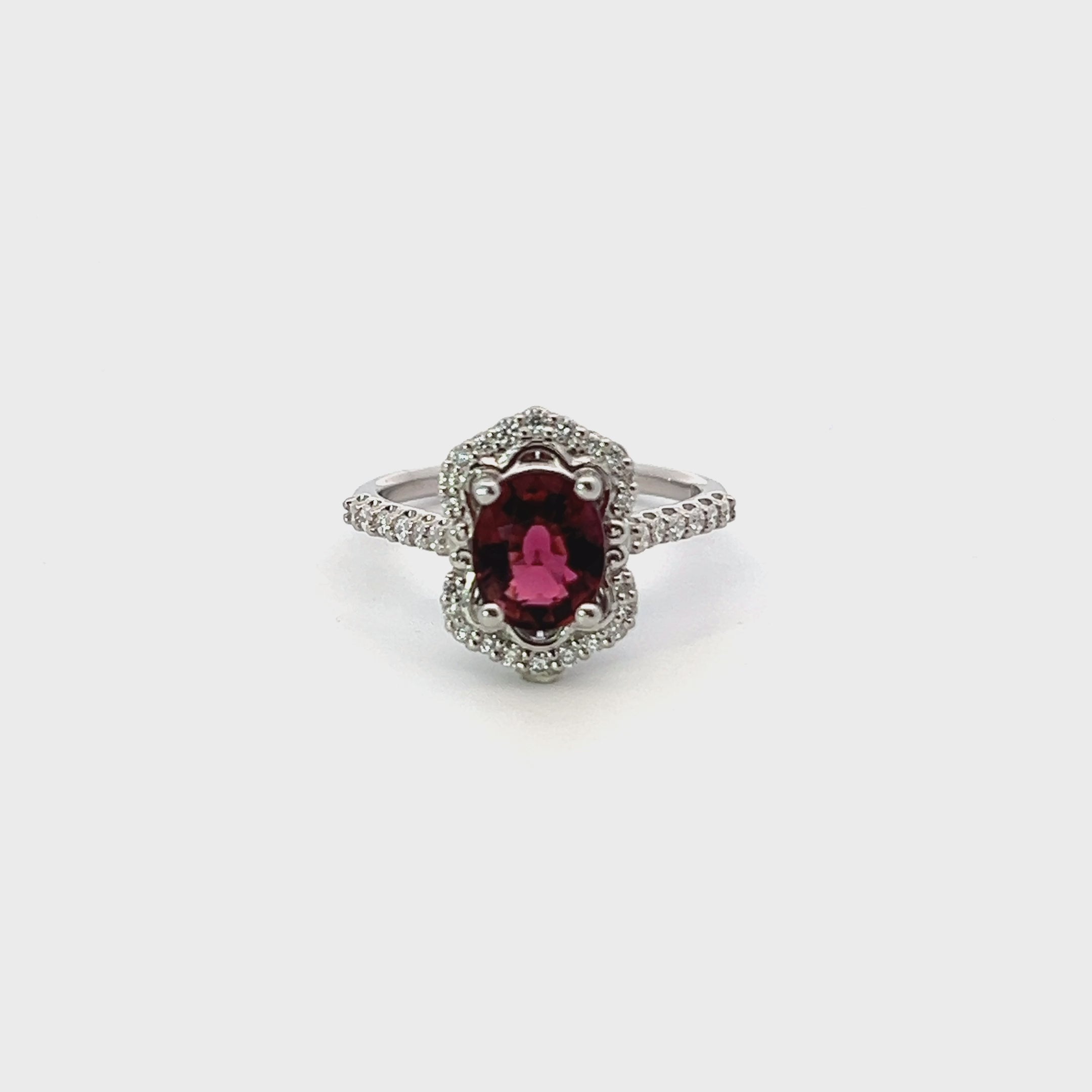 1.8ct Tourmaline & Diamond Vintage Halo Ring in Platinum