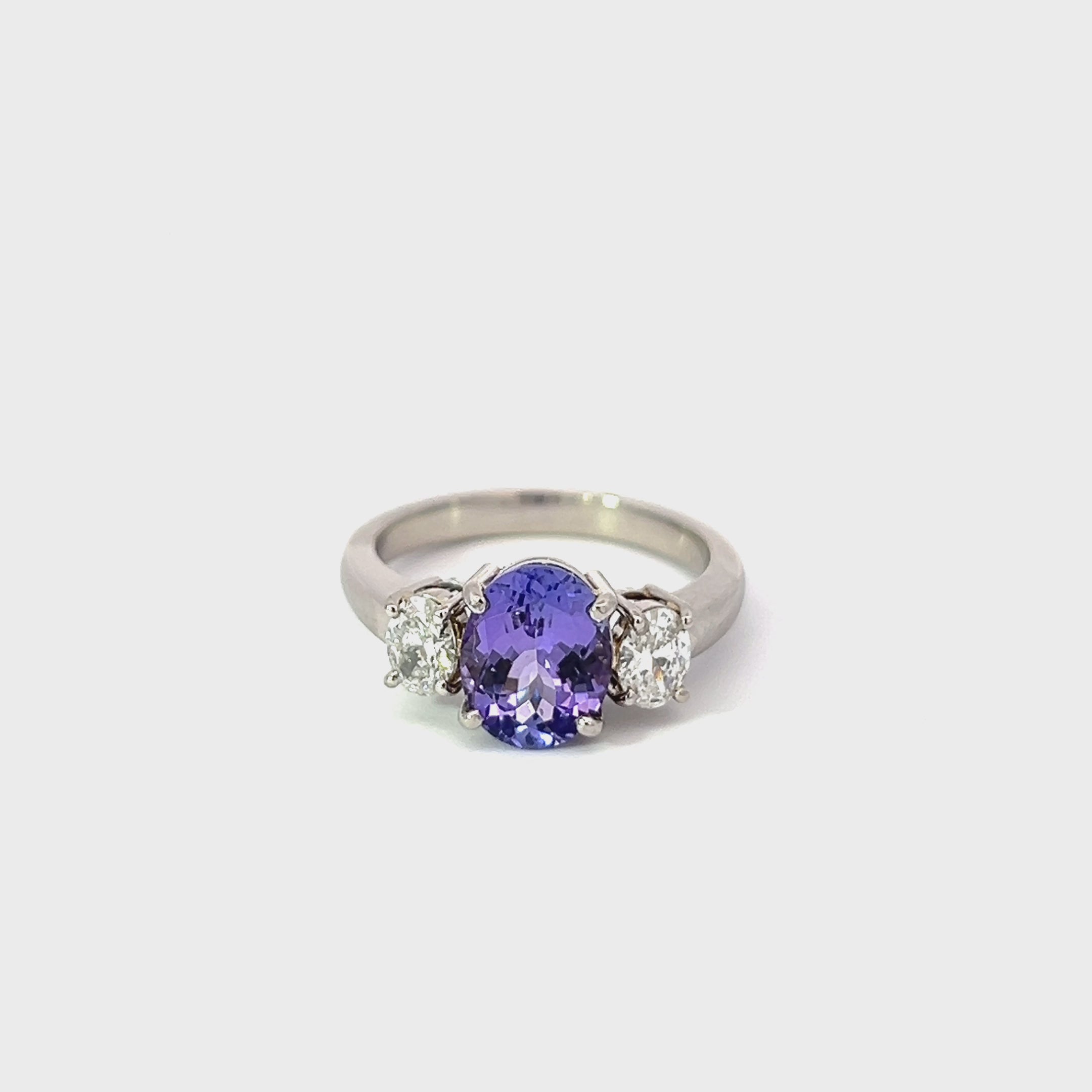 Tanzanite & Diamond 3 Stone Ring