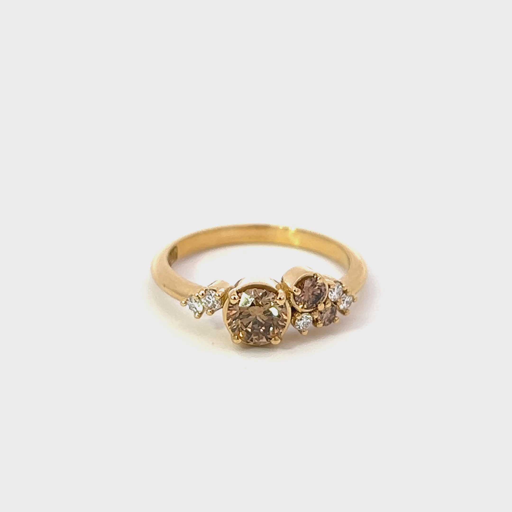 Ombre Champagne Diamond Cluster Ring in 18ct Gold