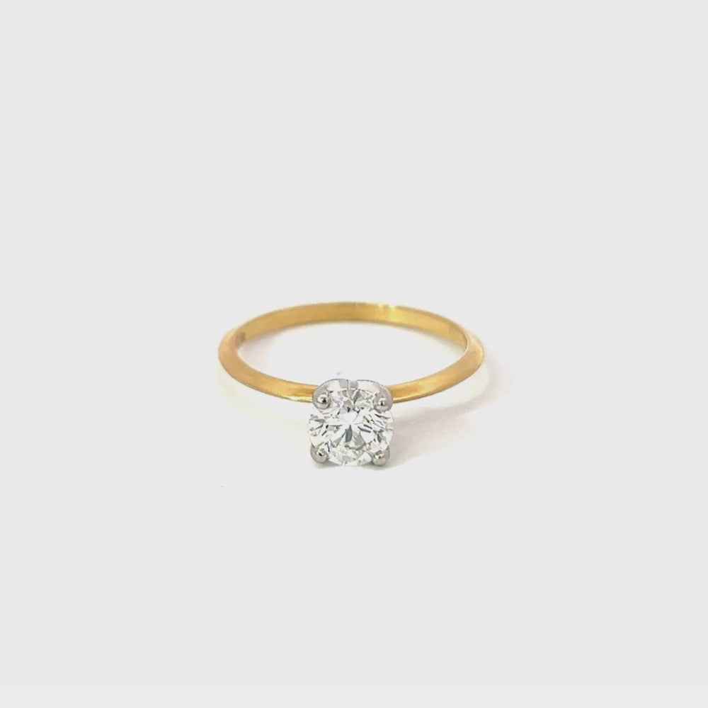 1.021ct Diamond Solitaire with Fine Band in Yellow Gold & Platinum