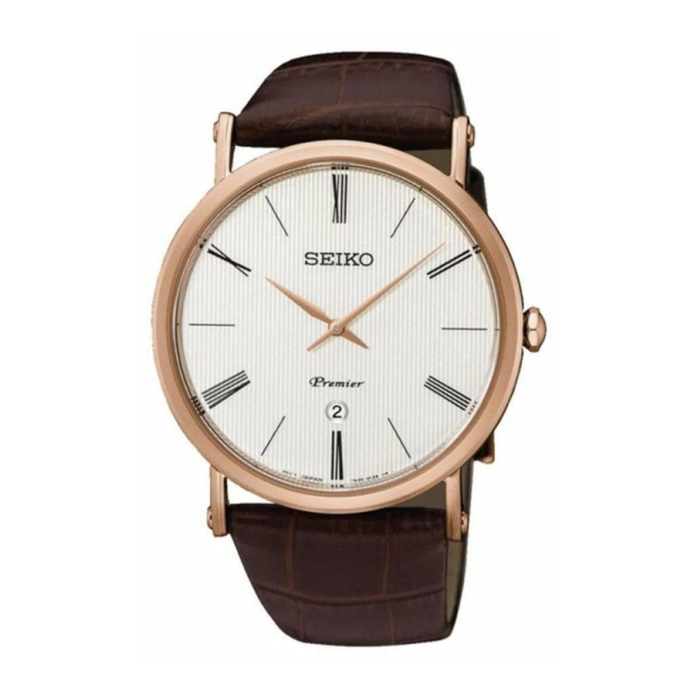 Seiko Premier Men's Brown Leather Strap Watch