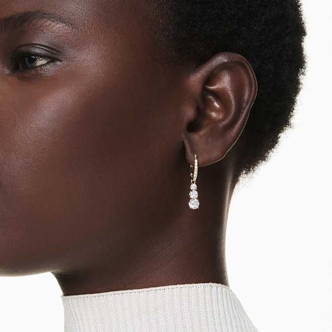 Swarovski Stilla Attract Hoop Earring in Gold Tone/White