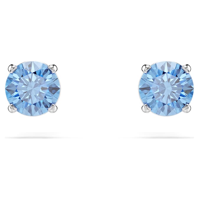 Swarovski Stilla Attract Stud Earrings in Silver-Tone/Blue