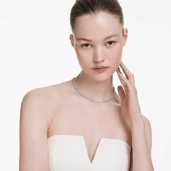 Swarovski Una Angelic Tennis Necklace in Silver Tone/Blue