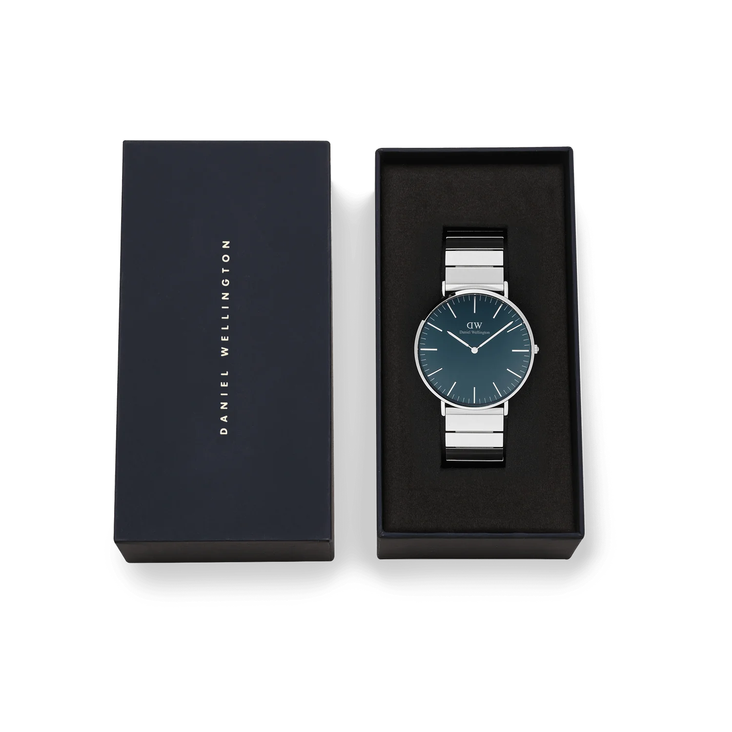 DW Classic Piano Link Watch in Silver/Arctic Blue - 40mm